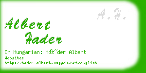 albert hader business card